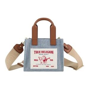 True Religion Denim Crossbody Mini Tote Purse Shoulder Bag Adjustable Strap NEW